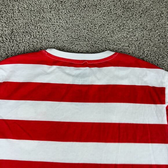 Where's Waldo Shirt Mens Medium Red White Striped Costume Short Sleeve - Picture 6 of 10